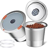 Noalto Reusable K Cups and Coffee Pods,Universal stainless steel k Cups for Keurig 2.0 and 1.0 Coffee Makers machine(2pack)