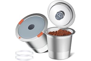 Noalto Reusable K Cups and Coffee Pods,Universal stainless steel k Cups for Keurig 2.0 and 1.0 Coffee Makers machine(2pack)