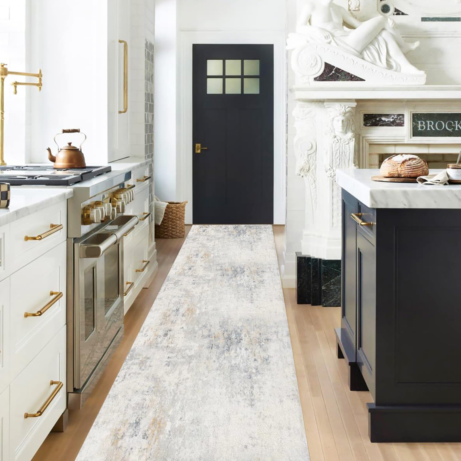 Duscdesp 65×240cm Hallway & Kitchen Non Slip Long Carpet Runner, Soft Rug, Floor Mat, Boho Washable Runner Rug for Hallway, Entryways & Kitchen (Beige 65×240)