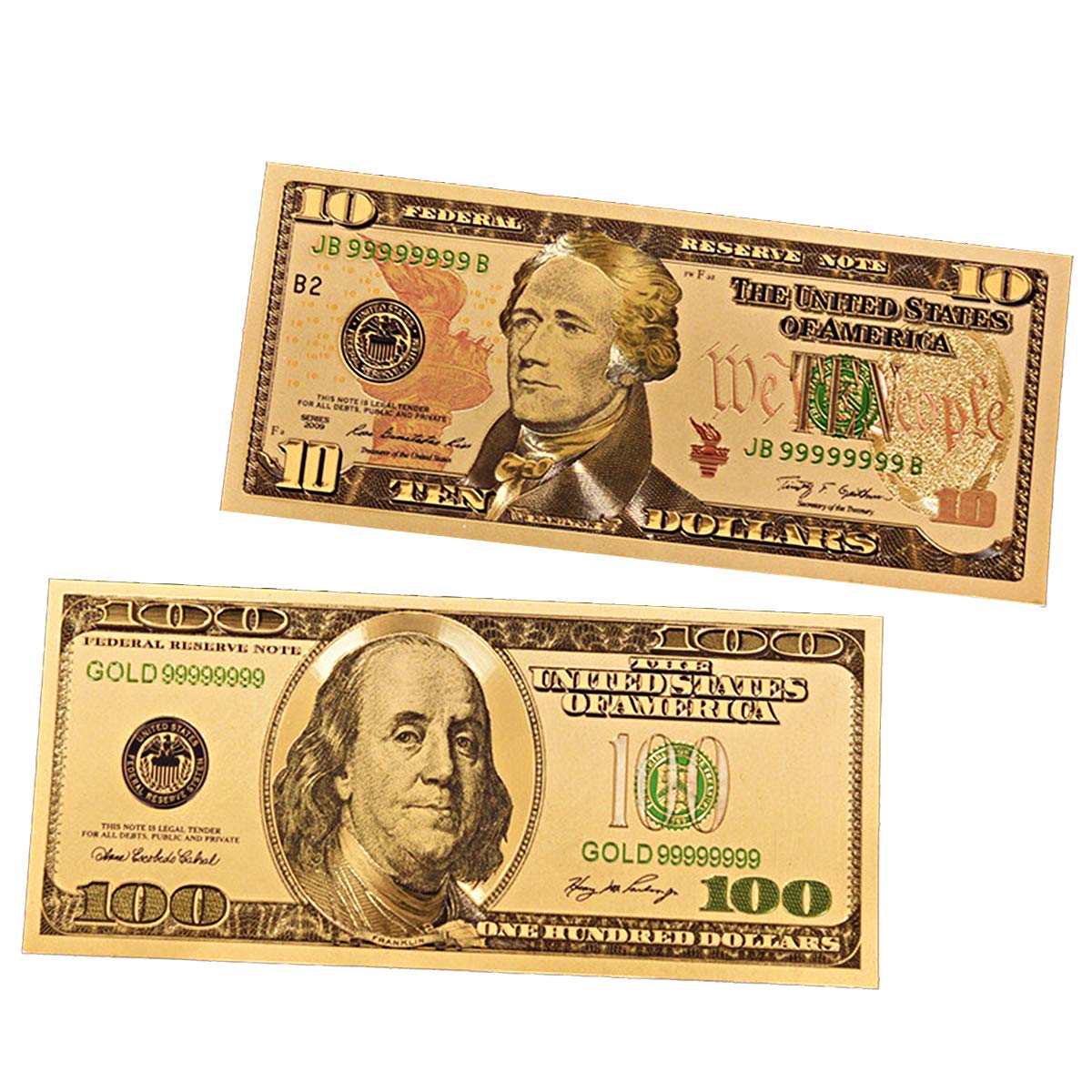 14 Pack Long7ines Usa President 1 2 5 10 50 100 Dollar Bill Banknote 24k Gold Coated Legacy Limited Edition Chief Executive Banknote Bill Great Gift For Coin Currency Collectors And Republican Toys Games Pretend Play