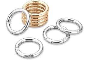 Gkeygo 1 Inch Keychain Rings, 8 Pack Round Carabiner Clip for Keys, Buckle, Bags, Purses - Key Chain Hooks Replacement Keychains Lanyard DIY Crafts - Gold, Silver