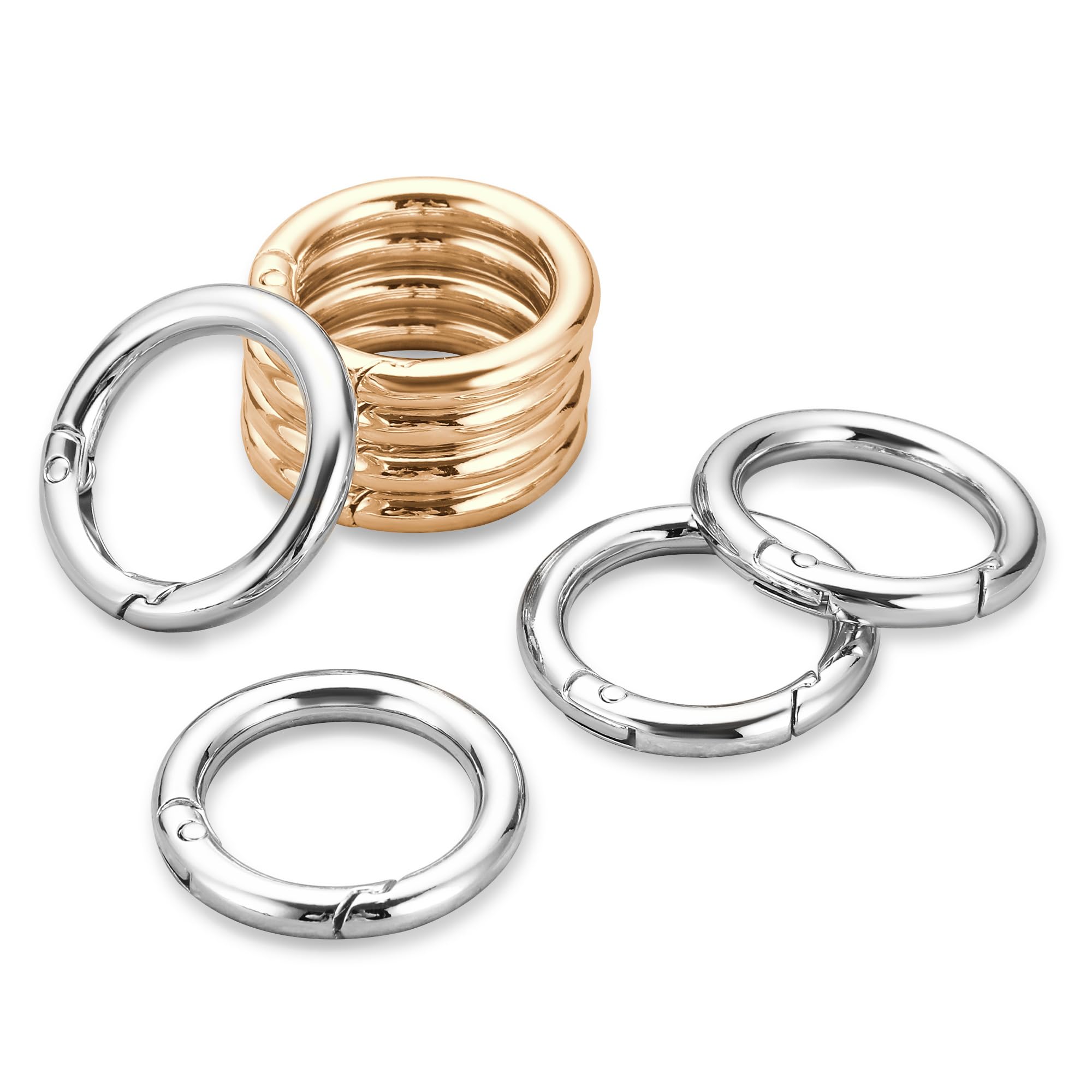 Photo 1 of Gkeygo 1 Inch Keychain Rings, 8 Pack Round Carabiner Clip for Keys, Buckle, Bags, Purses - Key Chain Hooks Replacement Keychains Lanyard DIY Crafts - Gold, Silver