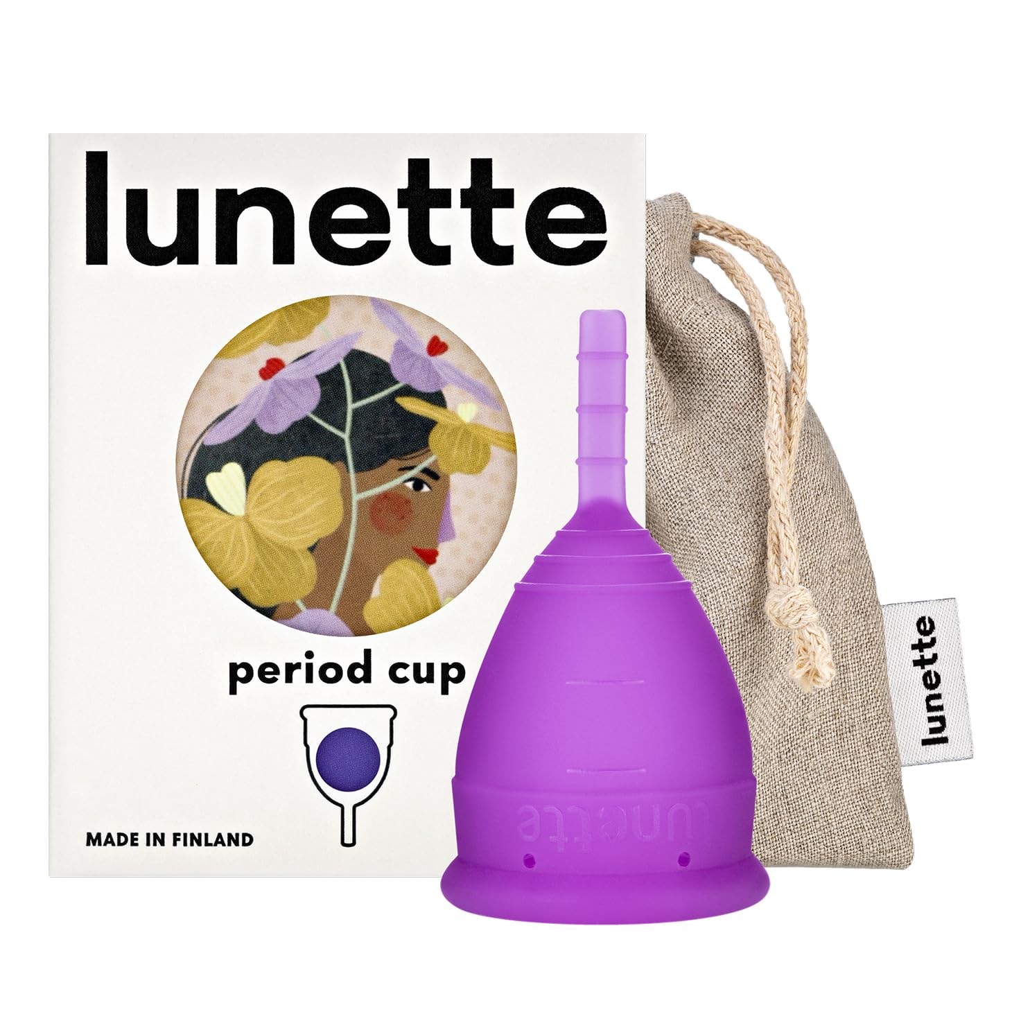 Lunette Menstrual Cup Reusable BPA Free Period Cup with 12-Hour Leak Free Comfort - Soft 100% Medical-Grade Silicone - Eco-Friendly Pad & Tampon Alternative – Vegan - Made in Finland - Size 1 Violet