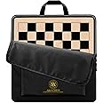 A&A 17.25" Professional Wooden Chess Board with Storage Bag/Ebony Wood & Maple Inlay / 1.75" Squares w/o Notation