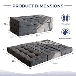 MAXYOYO Tri-Fold Mattress, 6 Inch Tufted Folding