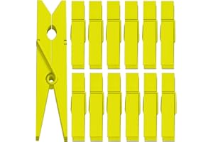 ANJUU 50pcs Colorful Clothespins Natural Wooden Colored Clothespins, Photo Paper Peg Pin Craft Spring Clips for Home Arts Crafts Decor, 2.75 inches (Yellow)