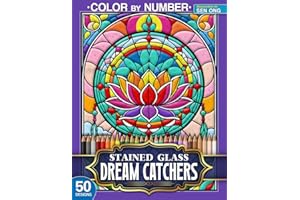 Dream Catchers & Flowers Stained Glass Color by Number: 50 Enchanting Designs of Dreamy Blooms and Mystic Webs