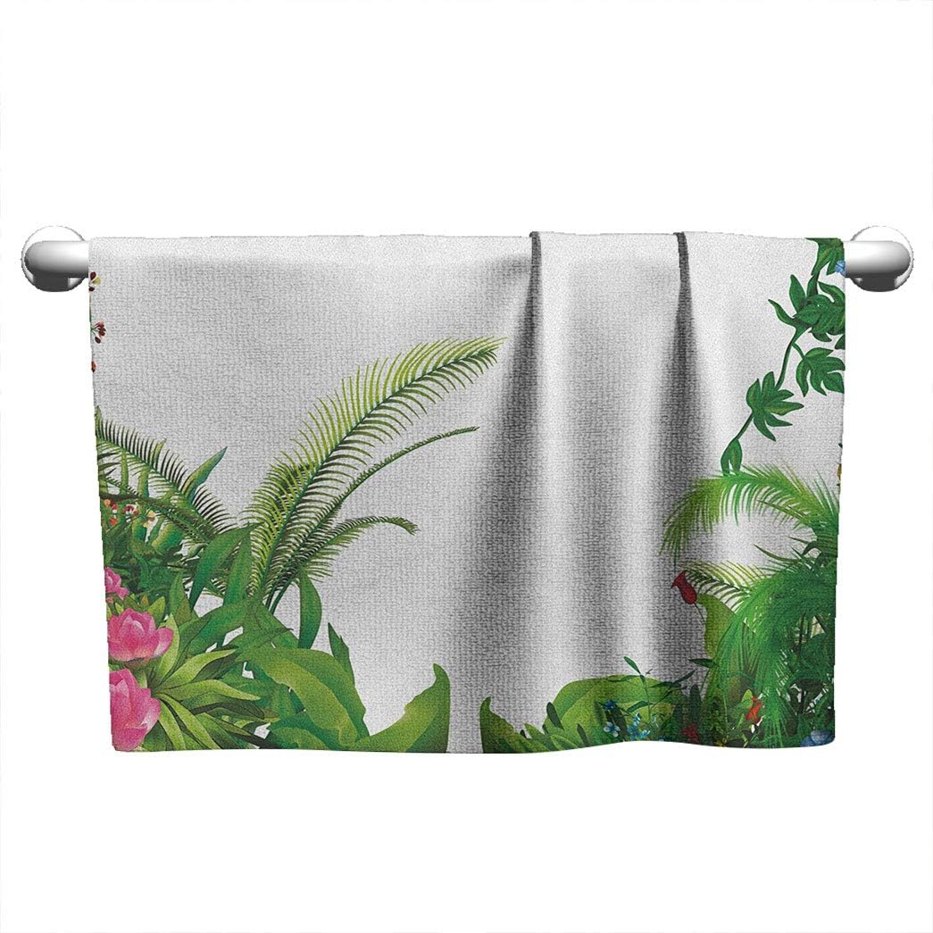 Plant QuickDrying Towel Hand Drawn Illustration of Tropical Plants with Assorted