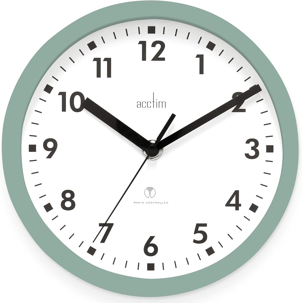 Acctim Nardo 20cm Radio Controlled Green Wall Clock - MSF Signal