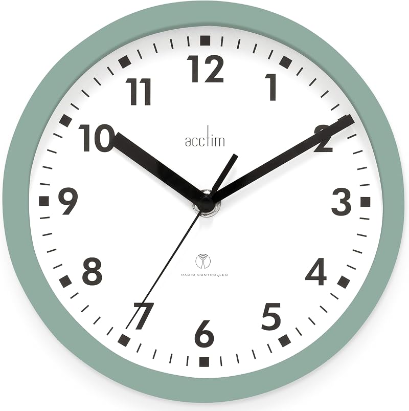Acctim Nardo 20cm Radio Controlled Green Wall Clock - MSF Signal