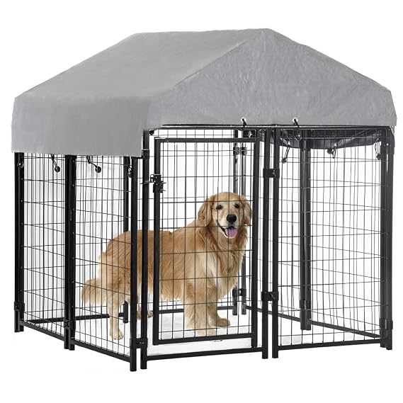 BestPet 48 Inch Large Dog Crate - Double Door Metal Wire Kennel With Plastic Tray