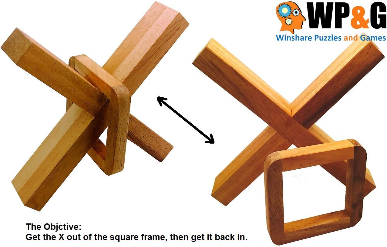 wooden puzzle x and square