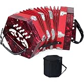 Concertinas,20 Buttons Accordion for Beginners,Easy to learn(Red) | Sound Quality Standards,Crafted from Solid Wood,Compact and Lightweight,Easy to Store