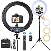 EOTO LIGHT LED Ring Light, 18 inch Ring Light with Tripod Stand, 55W 6000K Photography Light with Bag and Remote for Makeup T