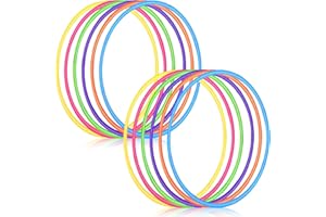 Sratte 12 Pcs Toy Hoop for Kid - Detachable & Adjustable Colored Hoop Exercise Ring Plastic Circle for Kid, Teen Gymnastics, Dog Agility Equipment, Require Self Assembly (Stylish Colors, 32 Inch)