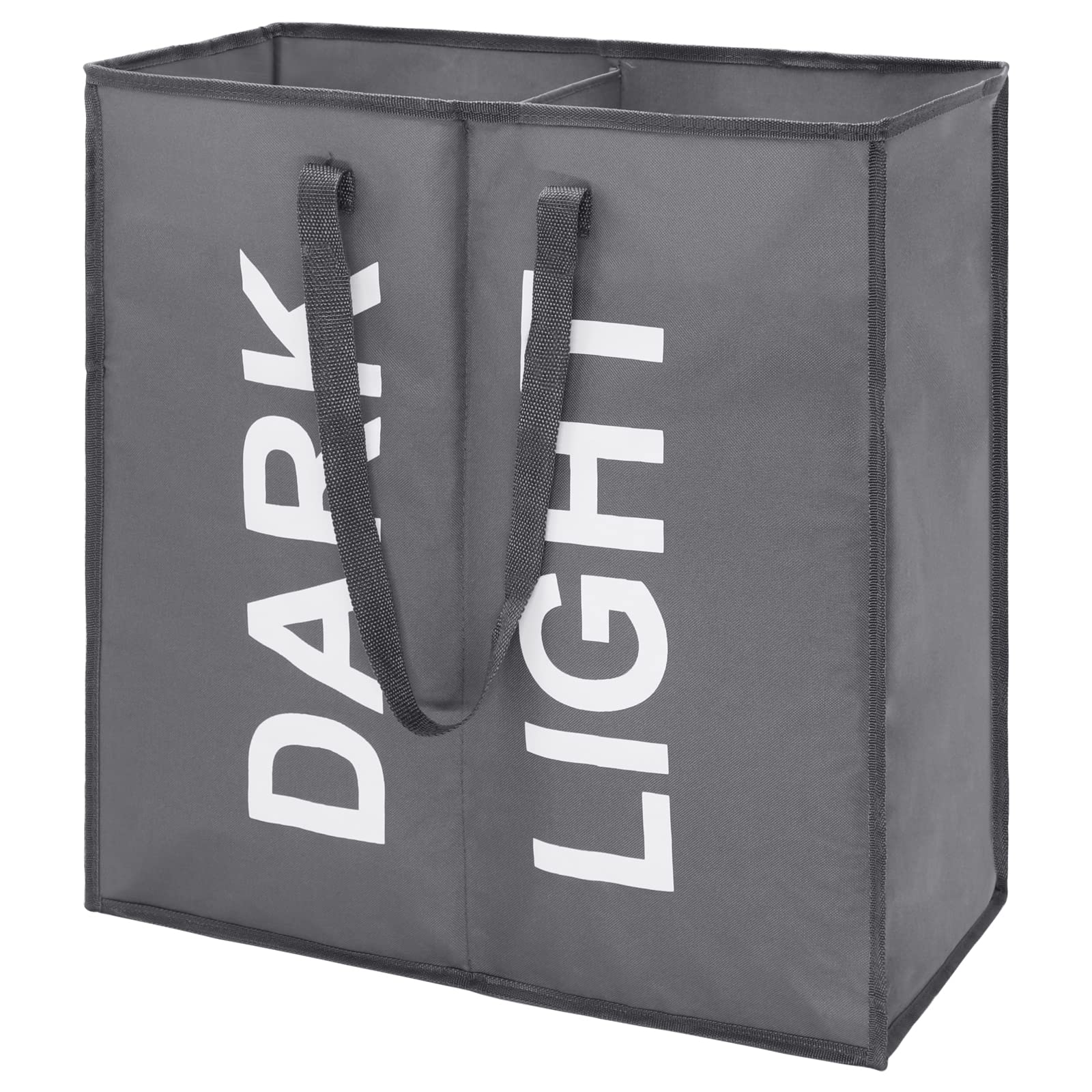 Maxsilan 80L Large Laundry Basket with 2 Compartments, Collapisable Laundry Bag, Foldable Laundry Hamper, Folding Washing Storage Bin, Dark Grey