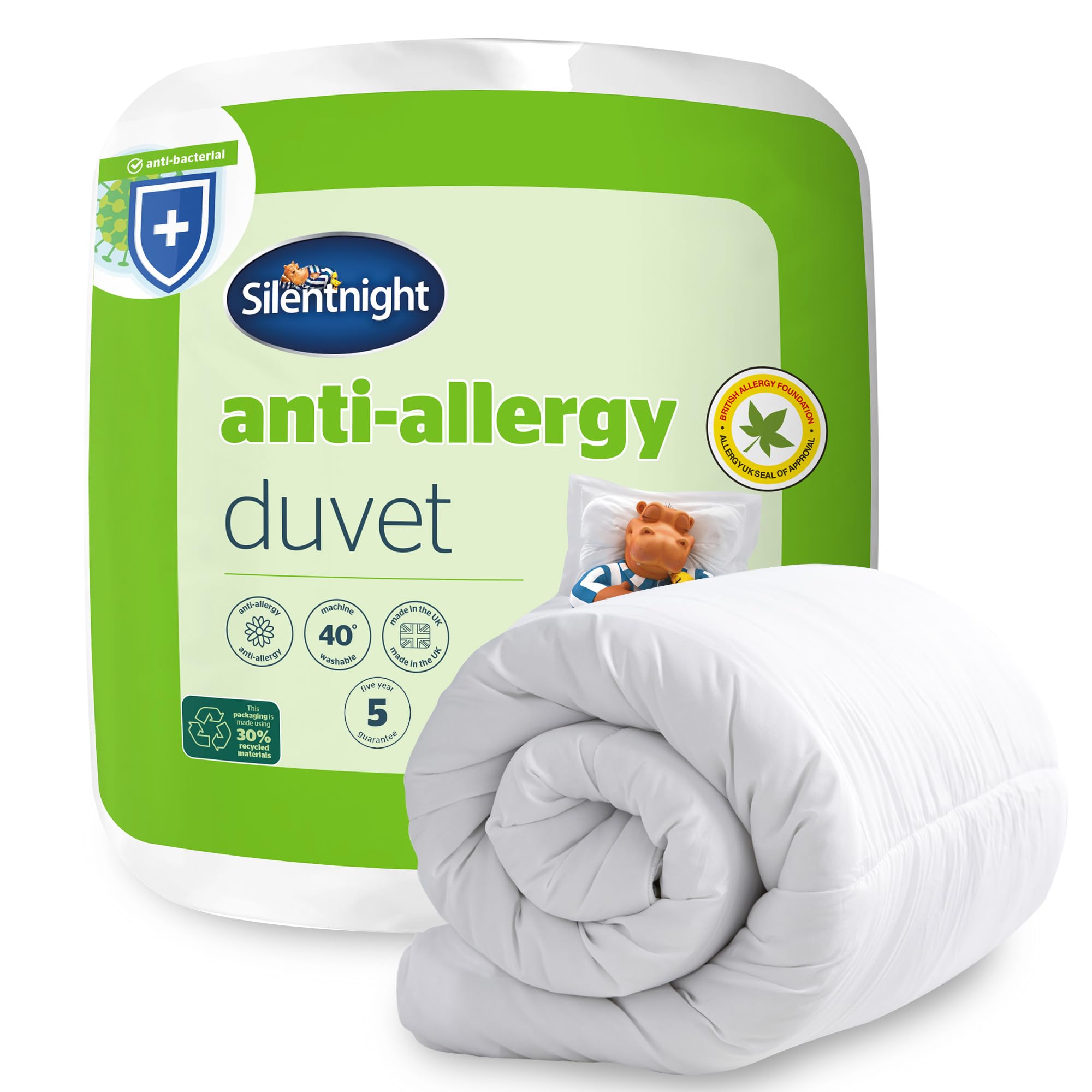 Silentnight Anti Allergy Double Duvet 4.5 Tog - Lightweight Summer Quilt Duvet Comforter Anti-Bacterial and Machine Washable with Allergy UK Approved Anti Allergy Fibres - Double Bed