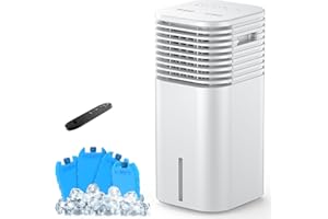 FLOWBREEZE 24" Windowless Portable Air Conditioner, 15H Timer & 120°Oscillation, 3-IN-1 Portable AC Unit with Remote, 2-Gal Tank, 3 Modes & 3 Speeds, Ultra-Quiet Ventless Swamp Cooler for Room Home Office, White