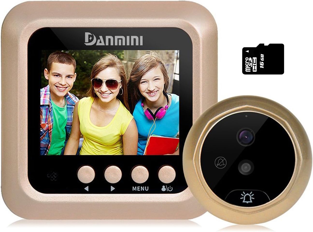 Jeda Doorbell Digital Door Peephole Viewer Smart Vision Door Camera Monitor Indoor Viewer Night Vision Disturb-free Color Screen 2.4 Inches Display 160 degrees wide angle(Include 16GB SD card)