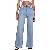 MARIASHA Women's High Waisted Straight Leg Jeans Baggy Stretch Denim Pants