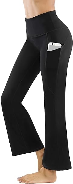 Fengbay Bootcut Yoga Pants, Womens Bootleg Yoga Pants with Pockets Tummy Control 4 Way Stretch Plus Size Yoga Workout Pants