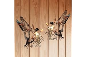 Caseree 2Pcs Rustic Metal ElkDuck Wall Art Decor Cabin Hunting Decor Unique Deer Room Hanging Decoration Western Moose wildlife Pictures Home Bedroom Outdoor Animal Artwork Handcraft GiftsWIBOTA