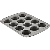 Circulon Nonstick Bakeware 12-Cup Muffin Tin, Gray, Steel