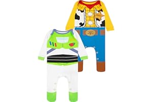 Disney Baby Sleepers Pack of 2, Woody and Buzz Lightyear Baby Romper Set, Toy Story Footed Pajamas