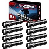 8 Pack Small Flashlight Powerful, 5 Modes Bright LED Flashlights High Lumens, Mini Flashlights for Home, Flash light for Emergency, Adjustable Pocket Tactical Flashlight Camping, Outdoor Torch Lights