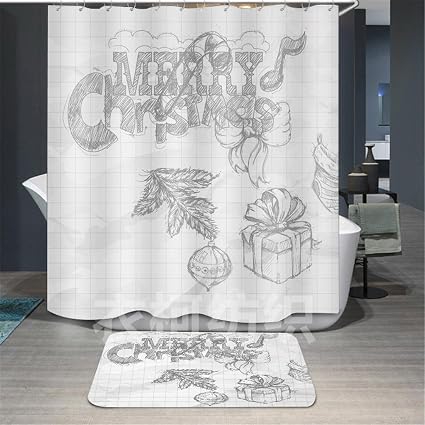 Sunwukong Polyester Rideau De Douche Ensemble Avec Crochets