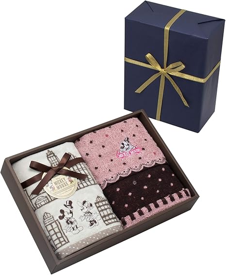 Amazon Co Jp 包装紙ラッピング済 タオルギフトセット フェイスタオル 約34 80cm ウォッシュタオル 約34 36cm ディズニー スウィートタウン 包装紙ネイビー ホーム キッチン