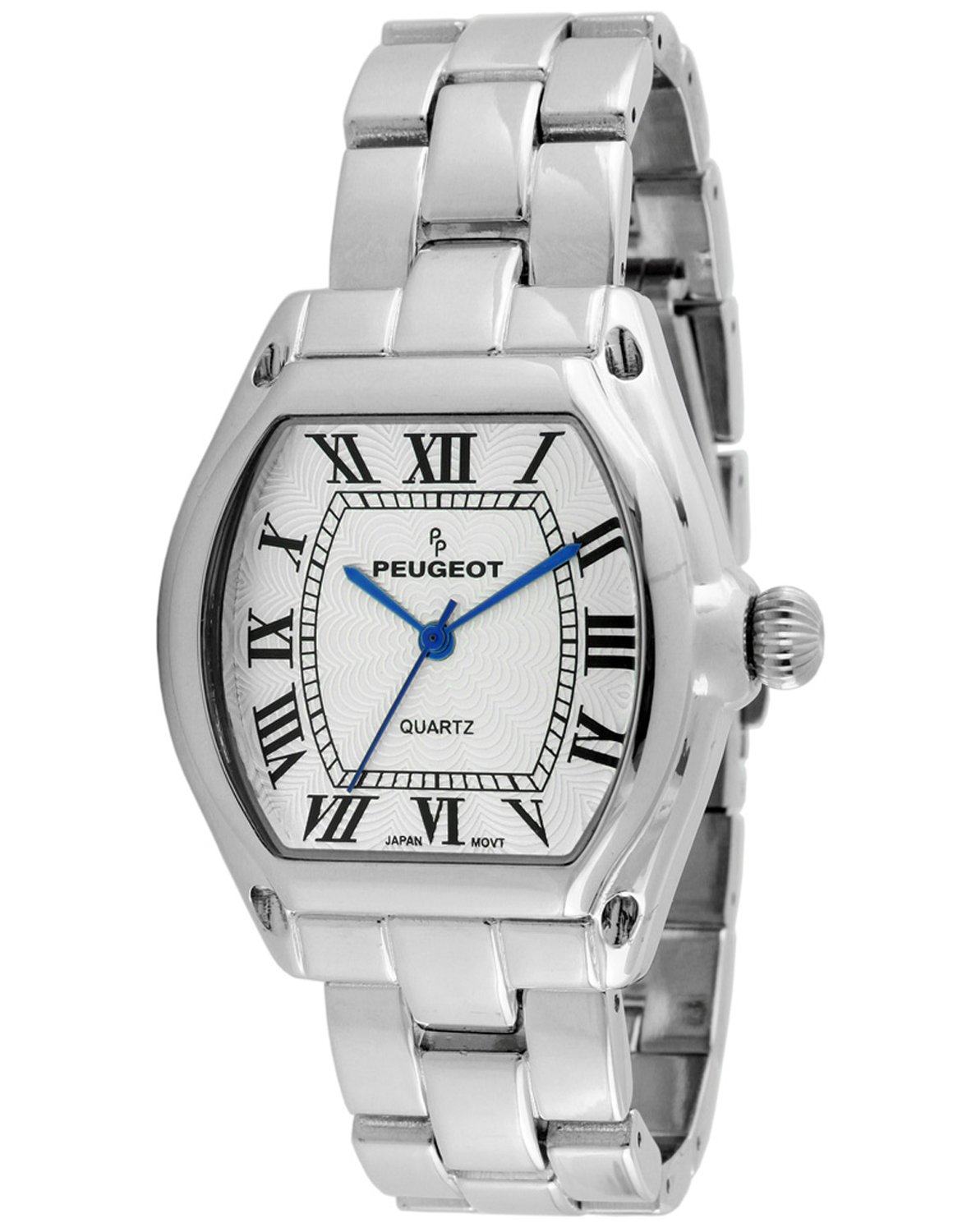 Peugeot Women's Tank Dress Watch with Bracelet & Roman Numeral Dial, Silver, L, Dress Watches