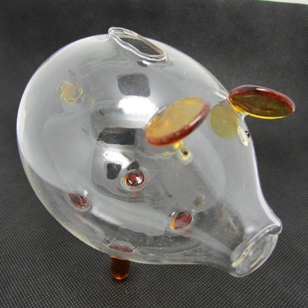 Amazon 透明ガラスのぽっちゃりブタ貯金箱 キャッシュボックス コインボックス 子供の誕生日 恋人 ウェディングギフト ご家庭の装飾に 5 90インチ X 4 33インチ ゴールド 貯金箱 おもちゃ