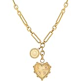 Valentines Day Gifts for Her,Chunky Gold Heart Necklace for Women, 18K Gold Plated Puffy Heart Pendant with Thick Paperclip Chain, Large Statement Choker Necklace, Vintage Style Stainless Steel Jewelry Gift for Christmas, Birthday, Valentine‘s Day