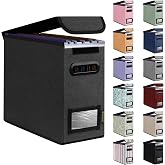 BALEINE File Organizer Box with Lid, Collapsible Hanging File Storage Box | Smooth Plastic Rails, Textured Fabric Exterior, Collapsible Hanging File Folder Box for Office Document Storage