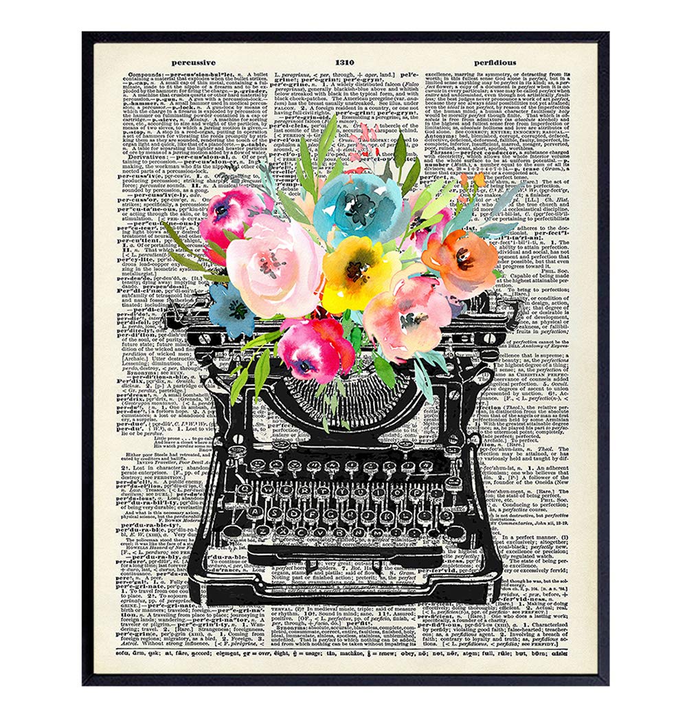 Click image to open expanded view Vintage Floral Typewriter Dictionary Wall Art