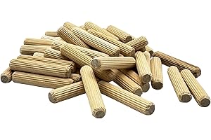 Rhino Wood Industries - 3/8" x 2" - 100 Pack Wooden Dowel Pins - Kiln Dried, Fluted, and Beveled (3/8" x 2", 100pk)