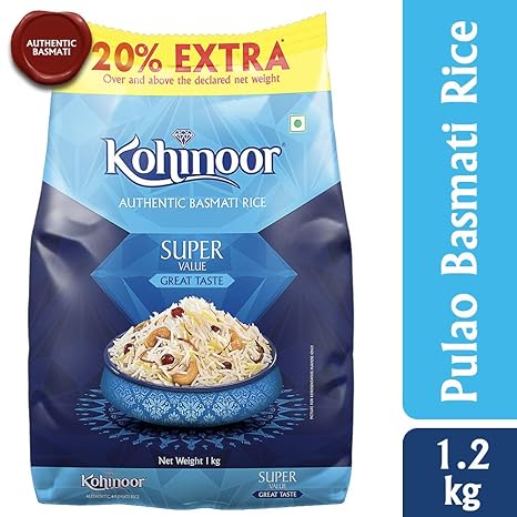 Kohinoor Super Value Basmati Rice, Blue, 1.2kg