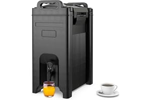 COSTWAY Insulated Beverage Dispenser, 5 Gallon Ice and Hot Drink Server with Handles for Catering, Food-Grade LLDPE Material,