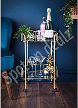 spot on dealz Drinks Trolley Kitchen Island Gold Glass Shelves Four Castors view 5