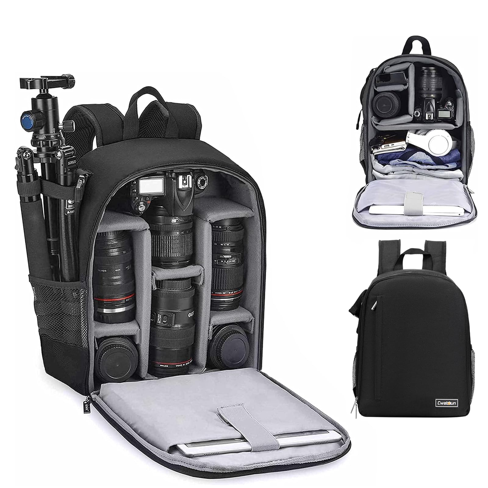 Photo 1 of Cwatcun Waterproof Camera Backpack for DSLR, Mirrorless - Compatible with Sony, Canon, Nikon Camera and Lens Accessories