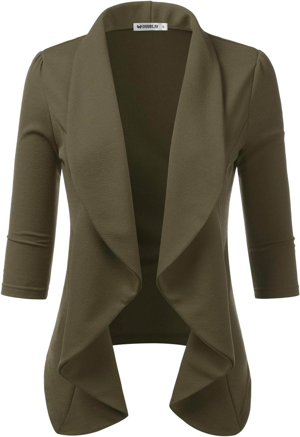 DOUBLJUWomens Lightweight Thin 3/4 Sleeve Open Front Blazer Jacket With Plus Size