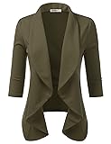 DOUBLJU Lightweight Thin 3/4 Sleeve Open Front