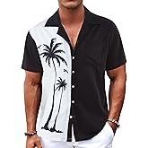 BOJIN Men's Hawaiian Shirts Short Sleeve Button Down Casual Shirts Summer Printed Tropical Floral Aloha Beach Shirts