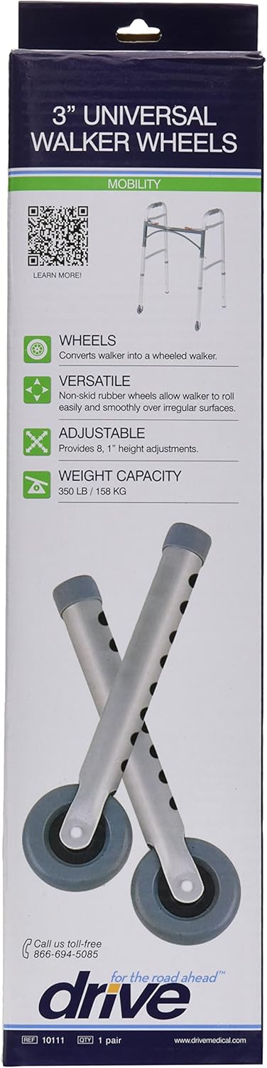 Drive Medical Universal 3" Walker Wheels, Gray: Health & Personal Care