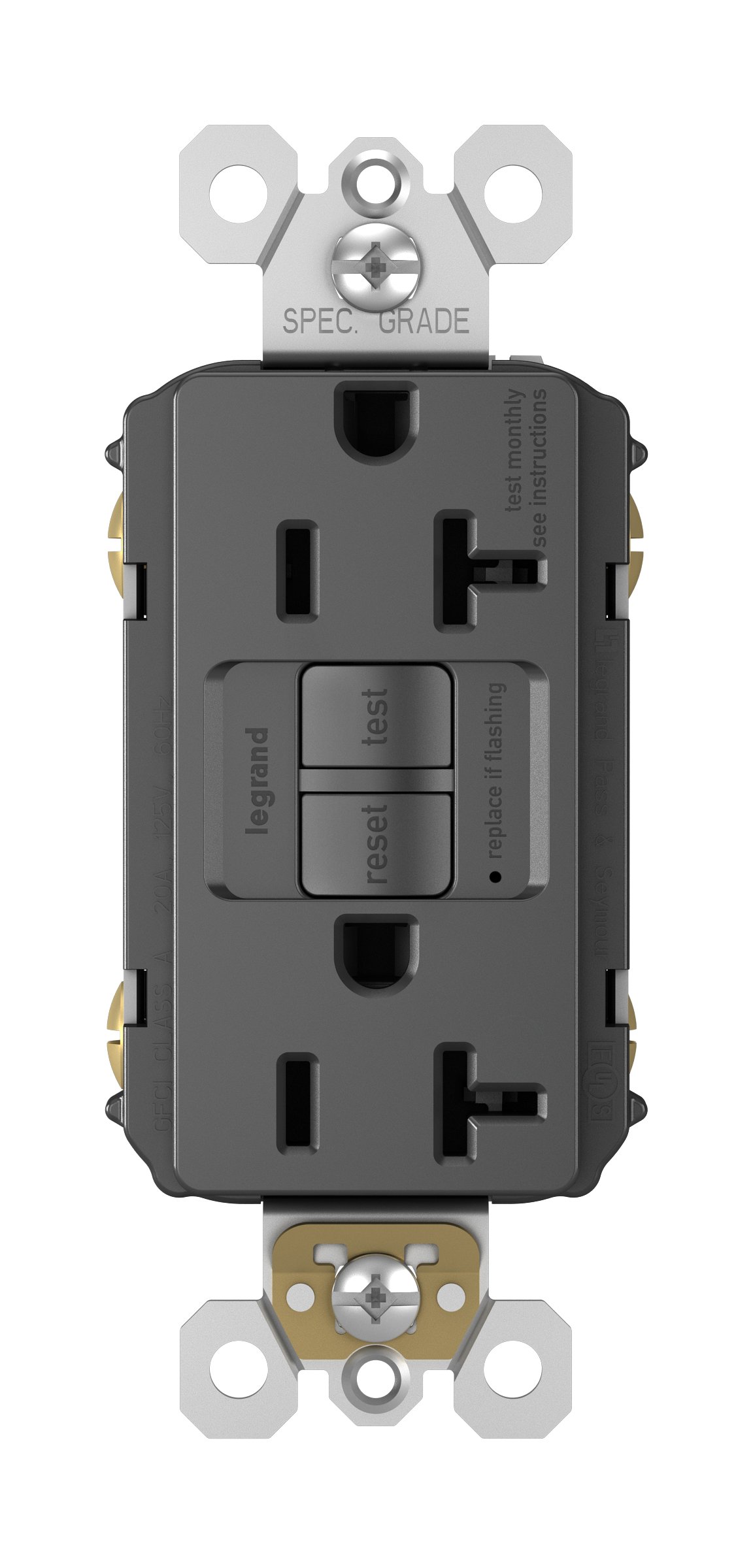 Photo 1 of Legrand radiant 2097BKCCD12 20 Amp GFCI Self Test Decorator Duplex Outlet, Black (1 Count)