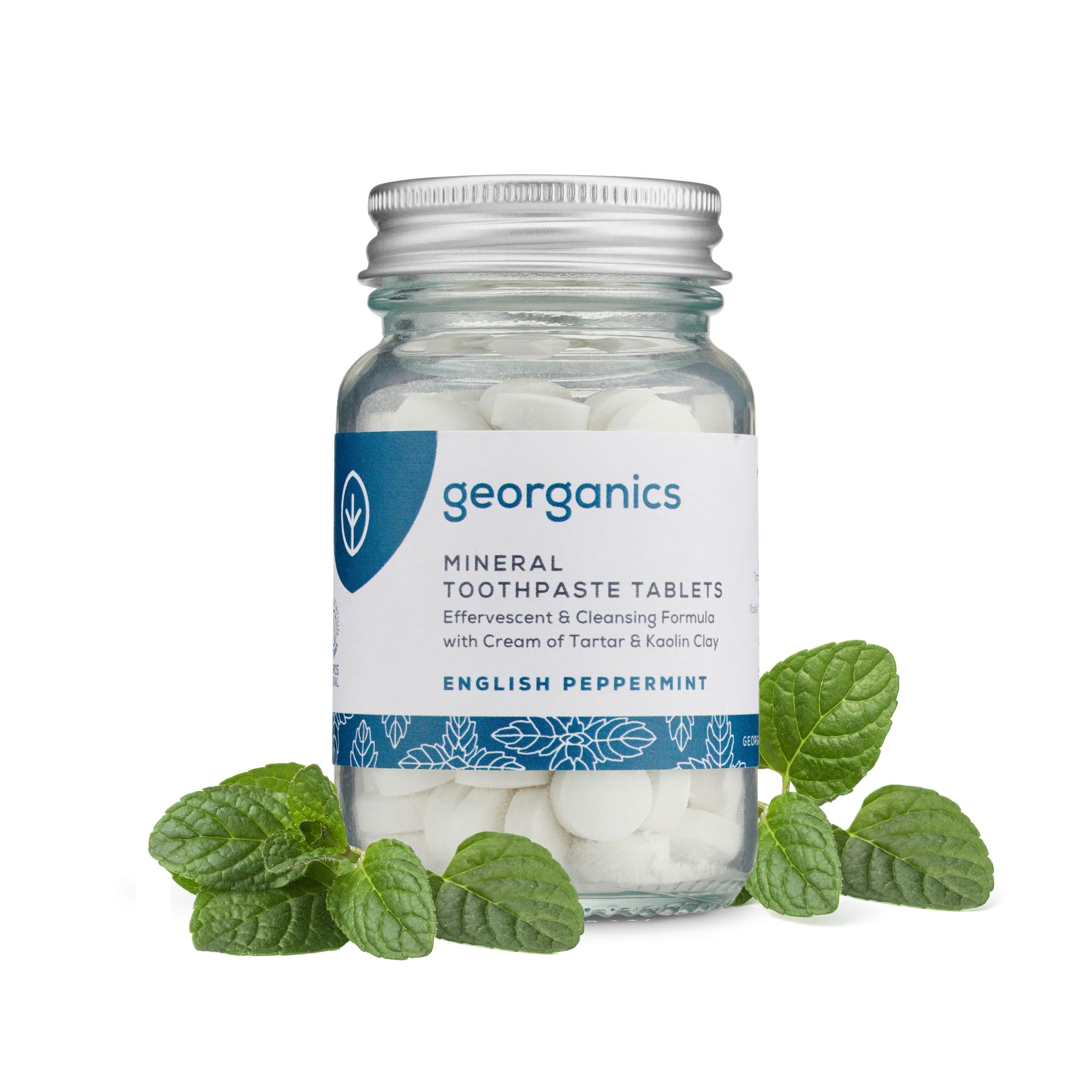 Georganics Organic Mouthwash Tablets - Organic Peppermint Flavoured Natural Mouthwash for Bad Breath - SLS, Glycerine & Fluoride Free - Certified COSMOS Natural, Vegan and Cruelty Free - 180 Tablets