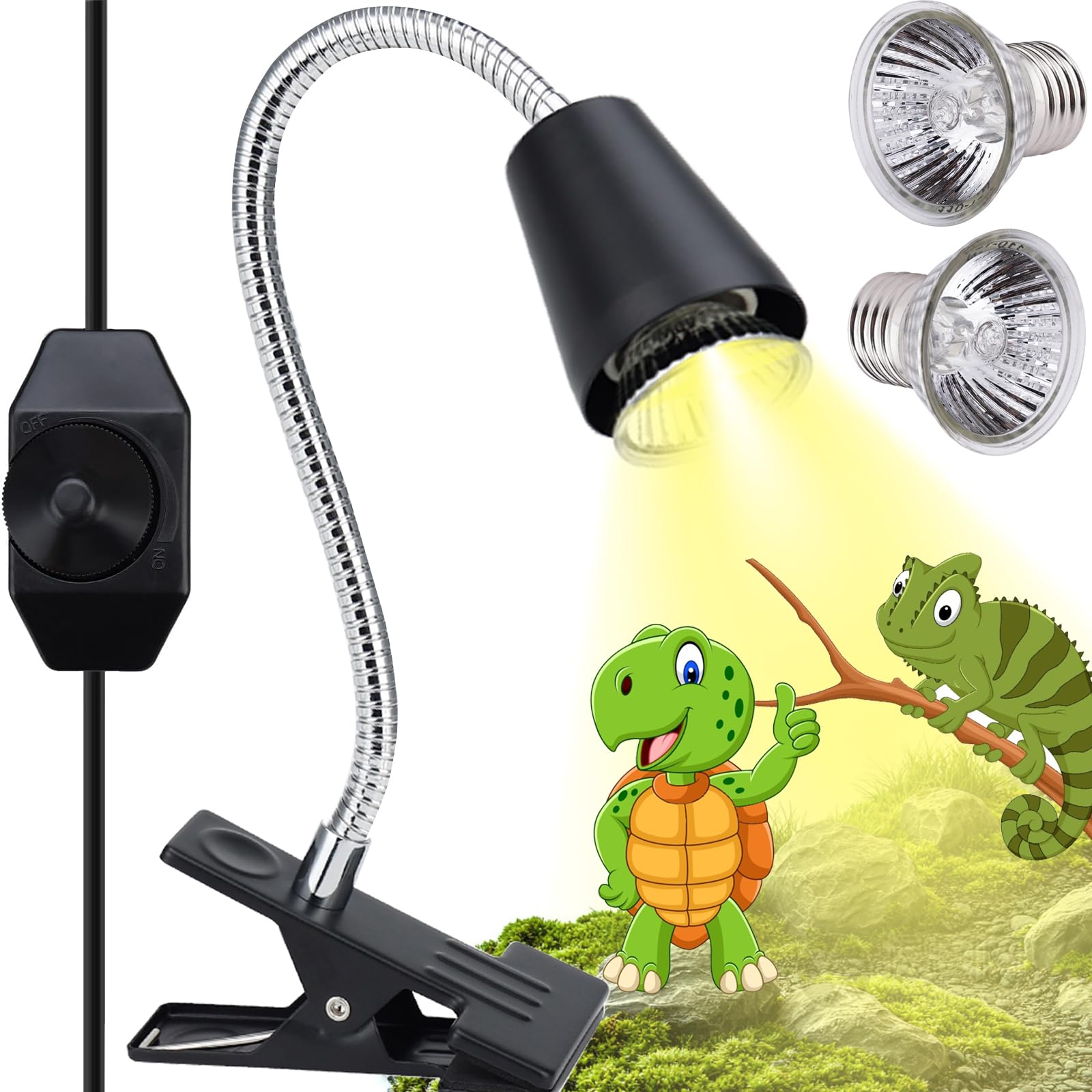 Photo 1 of ZJNBMTFY Reptile Heat Lamp Bulbs 110V, 2-Pack UVA/UVB Light for Turtles, 360° Rotatable Heating Lamp for Aquarium Terrarium, Aquatic Plants, Lizards and Snakes