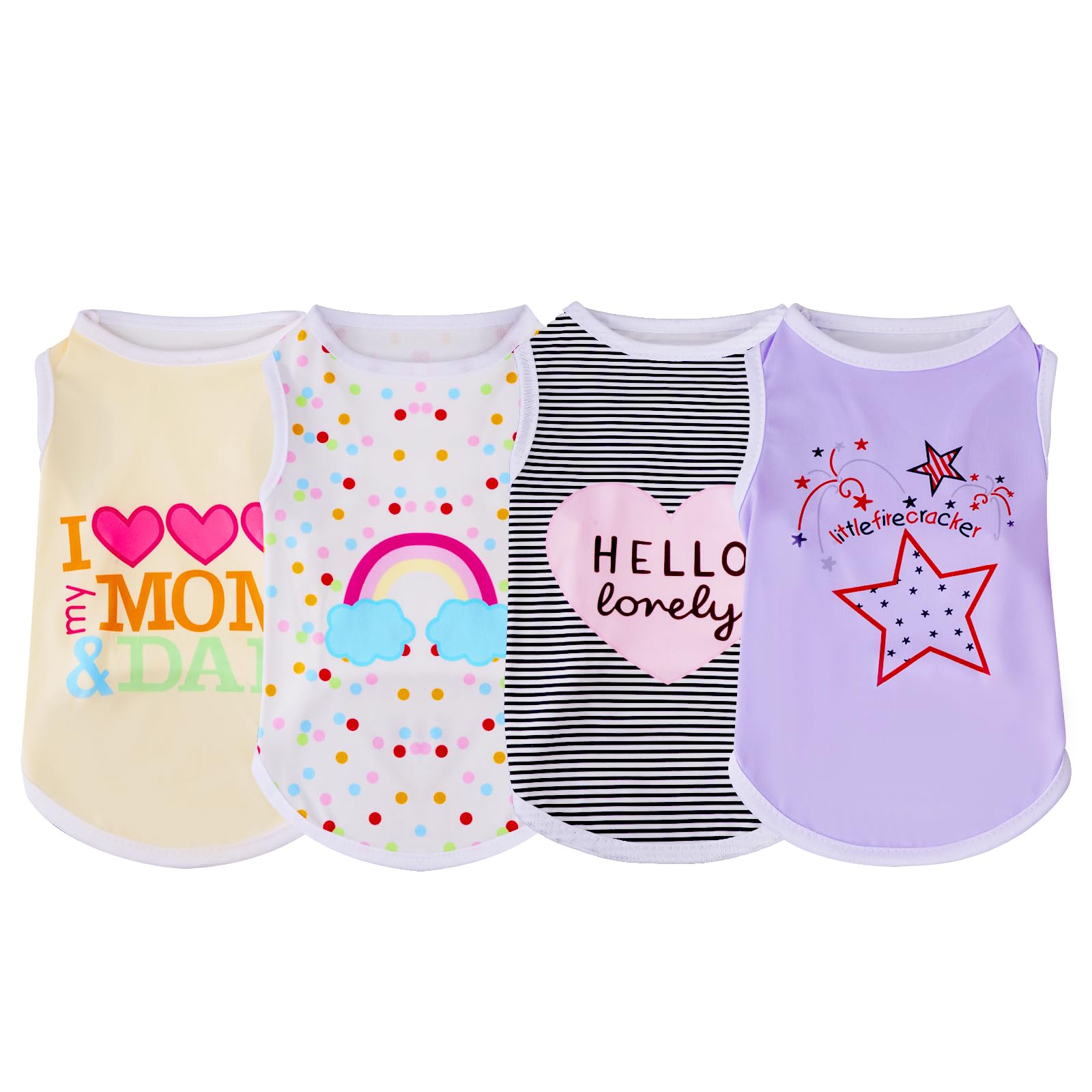 Photo 1 of choyaxo 4pcs Dog Shirts Sleeveless Printed Pet Vest for Chiuahaha Small Dogs Kitten Spring Summer