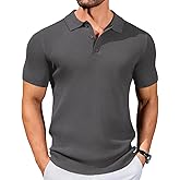 COOFANDY Mens Slim Fit Knit Polo Shirts Business Lightweight Polo Sweater Casual Summer Ribbed Textured Collared T Shirt